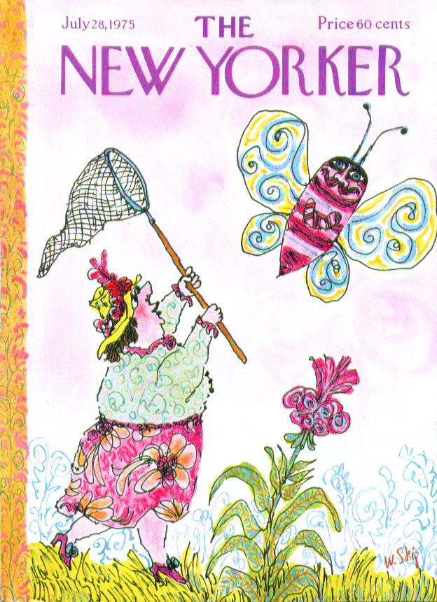 Image for New Yorker cover Steig woman chases butterfly 7/28 1975