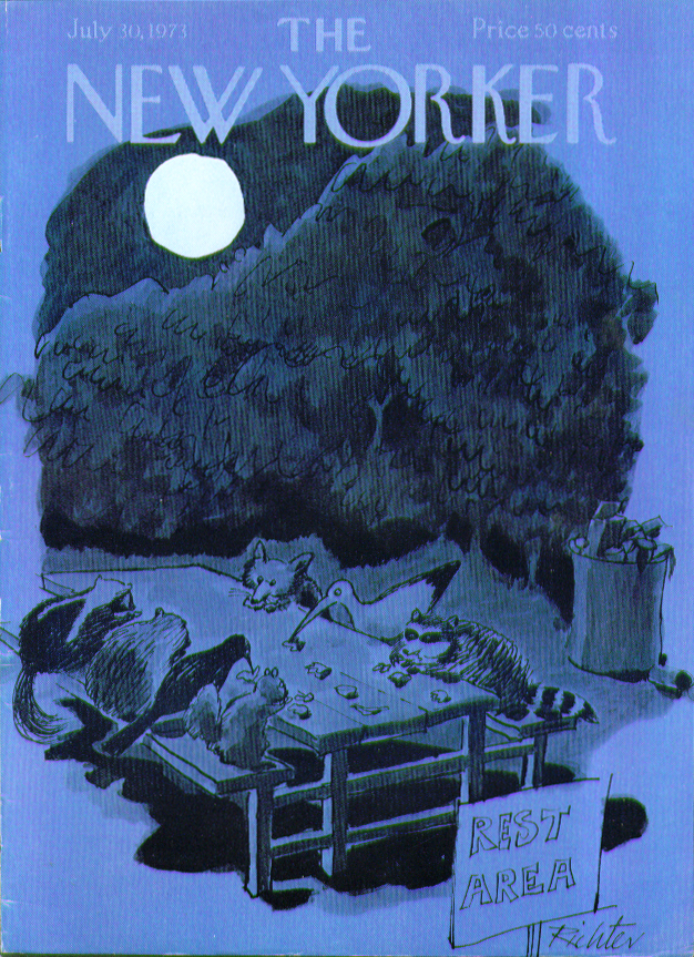 Image for New Yorker cover Richter animals night picnic 7/30 1973