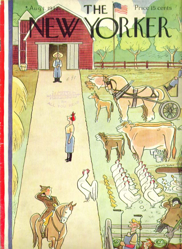 Image for New Yorker cover Irvin livestock & farm staff 8/1 1942