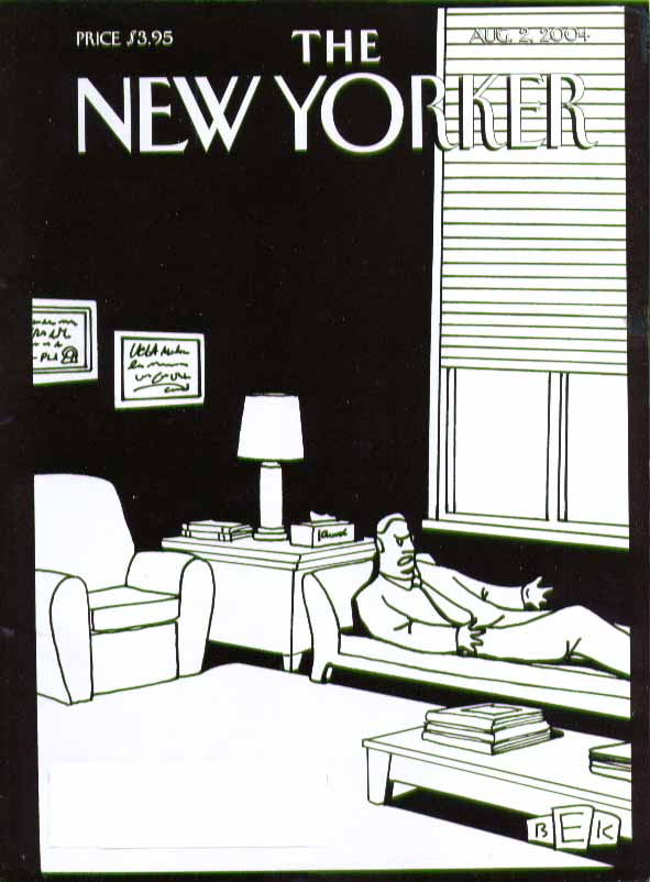 Image for New Yorker cover Bruce Eric Kaplan psychiatrist self-analyzes 8/2 2004