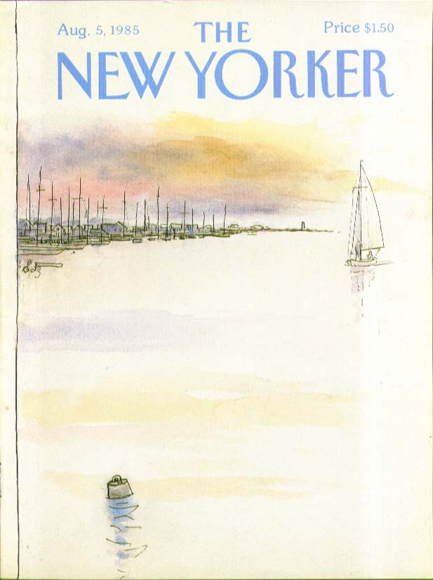 Image for New Yorker cover Getz skiff returns at sunset 8/5 1985