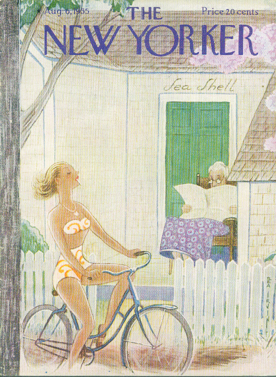 Image for New Yorker cover Irvin bikini girl & old lady 8/6 1955