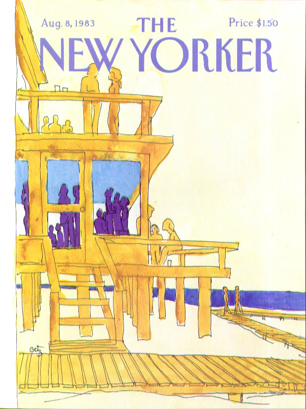 Image for New Yorker cover Getz cocktail party at modern beach house 8/8 1983
