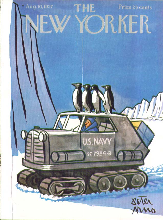Image for New Yorker cover Arno penguin Antarctic tractor 8/10 1957