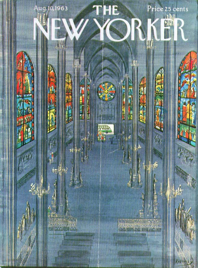 Image for New Yorker cover Kovarsky stained glass tour 8/10 1963