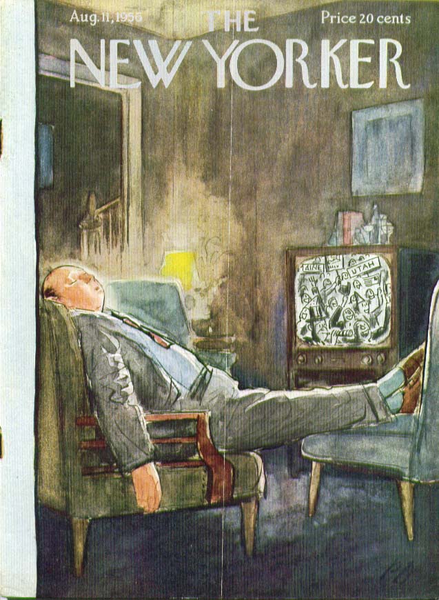 Image for New Yorker cover Barlow asleep in front of TV 8/11 1956