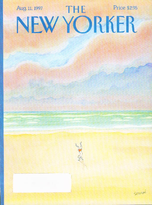 Image for New Yorker cover Sempe solo beach handstand 8/11 1997
