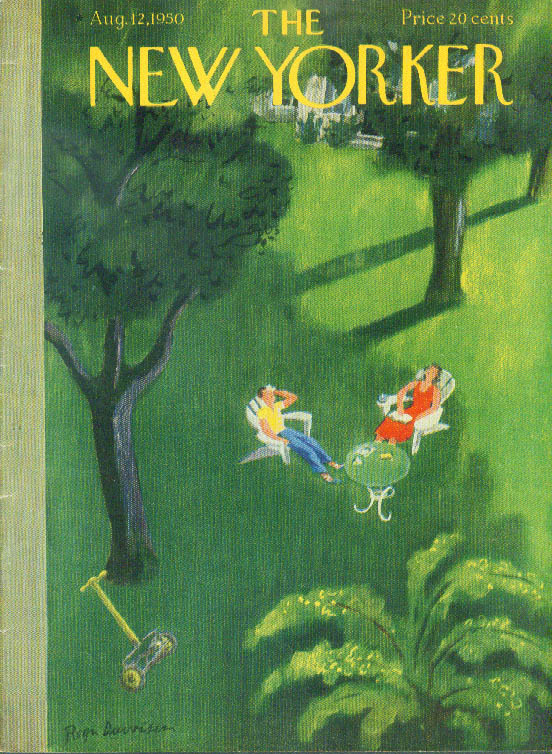Image for New Yorker cover Duvoisin couple resting in shade 8/12 1950