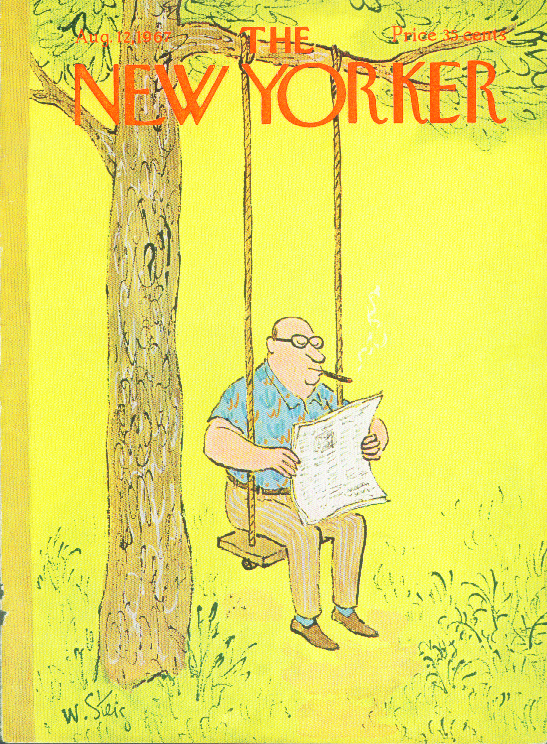 Image for New Yorker cover Steig cigar smoker in swing 8/12 1967
