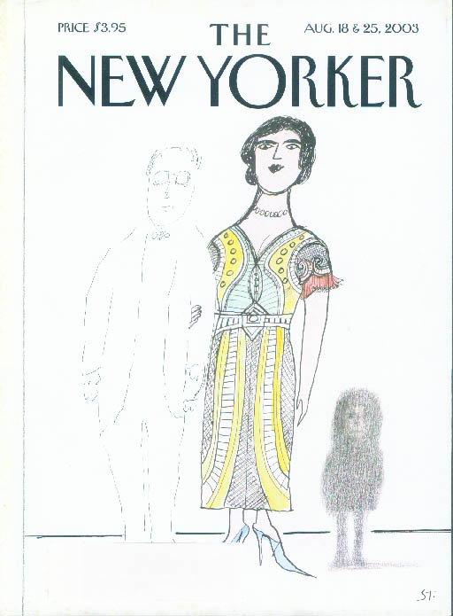 Image for New Yorker cover Saul Steinberg mother fuzzy child outline dad 8/18 & 8/25 2003