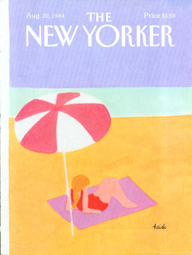 Image for New Yorker cover Goennel solitary girl beach 8/20 1984