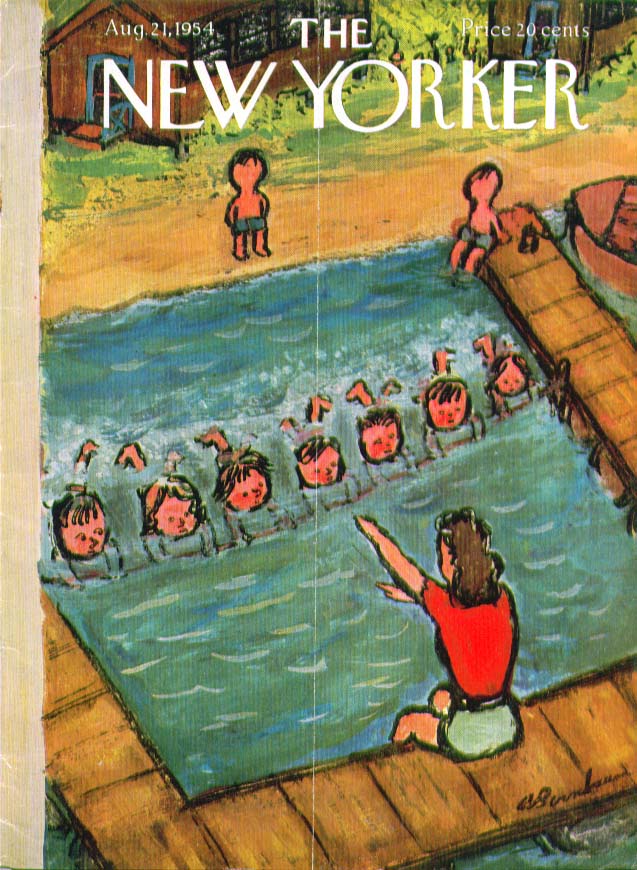 Image for New Yorker cover Birnbaum swimming lesson 8/21 1954