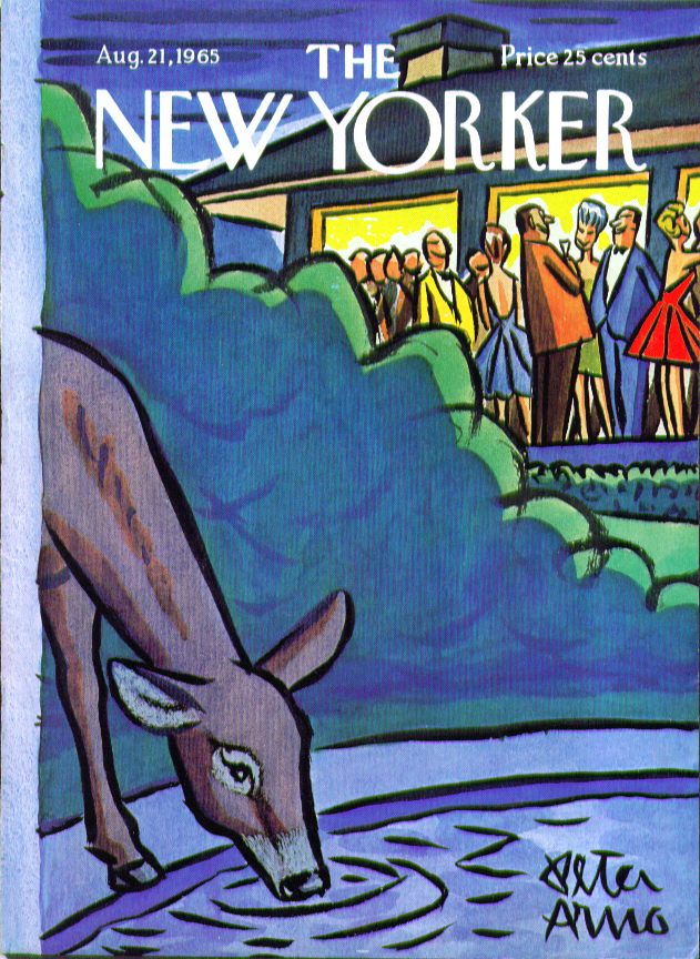 Image for New Yorker cover Arno deer drinks from pool 8/21 1965