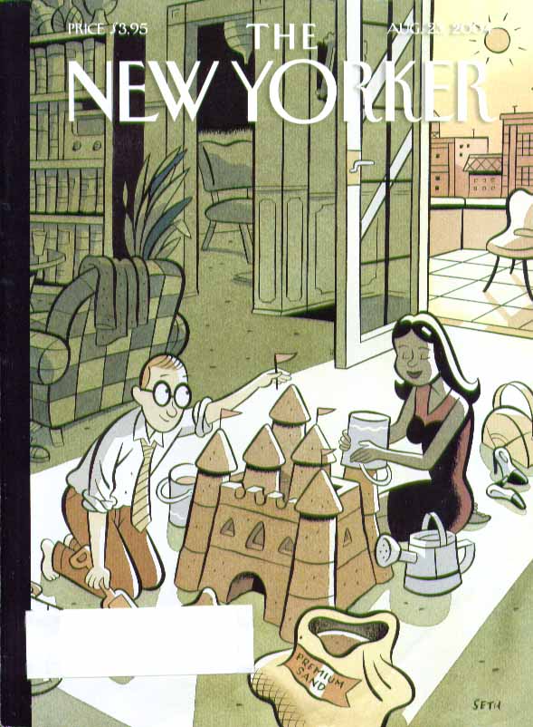 Image for New Yorker cover Seth building sand castle in highrise parlor 8/23 2004