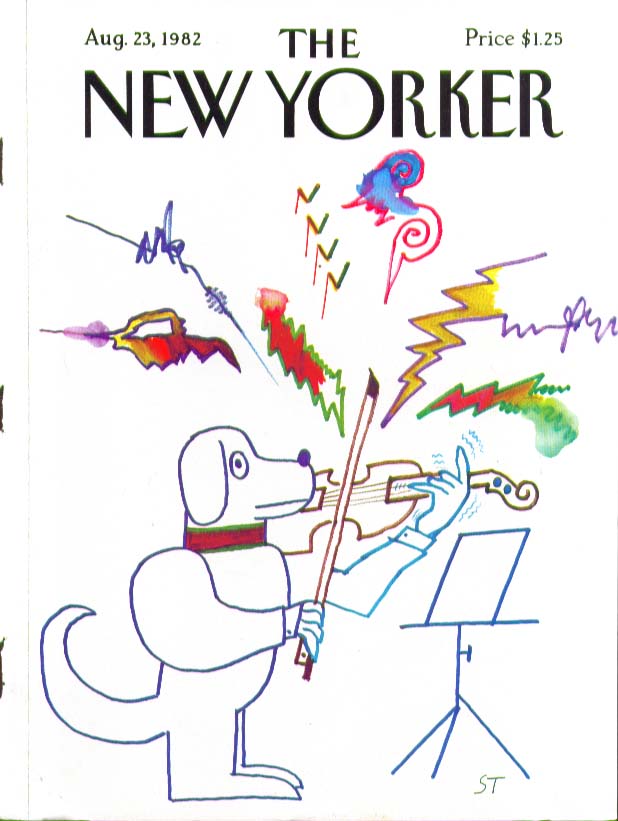 Image for New Yorker cover Steinberg dog violinist 8/23 1982