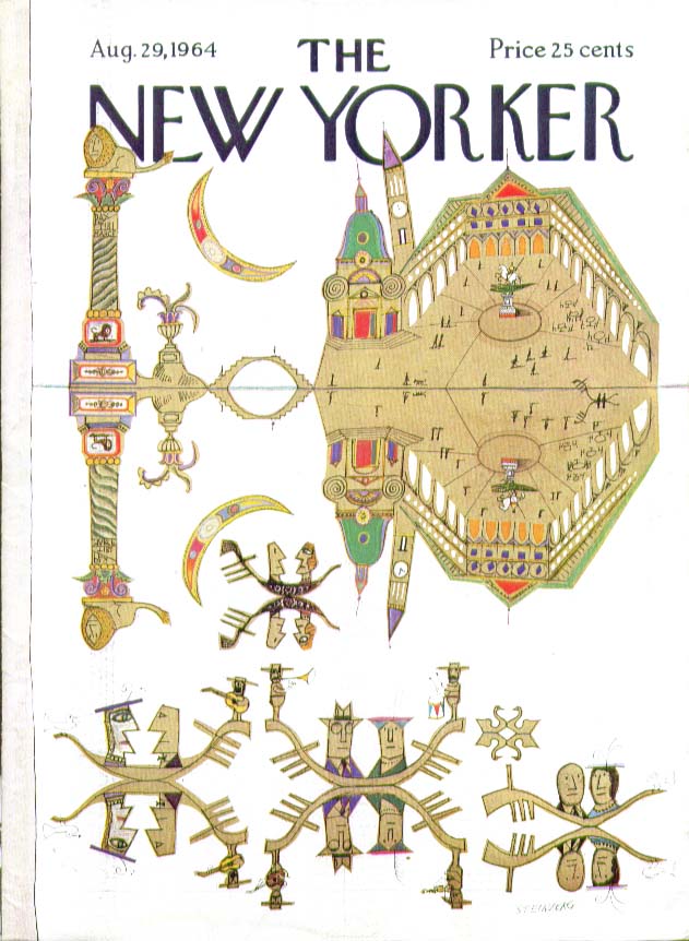 Image for New Yorker cover Steinberg Venice reflections 8/29 1964