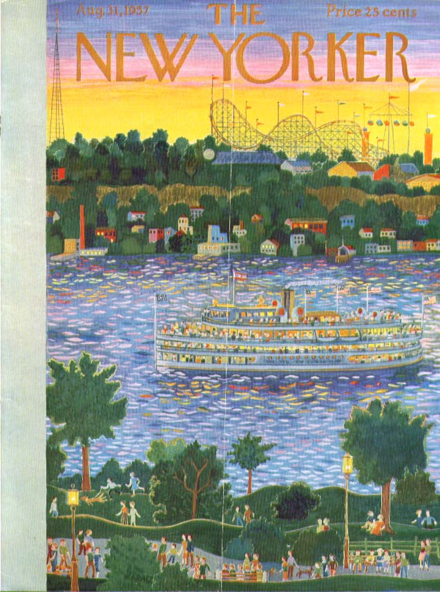 Image for New Yorker cover Karasz riverboat passes fair 8/31 1957