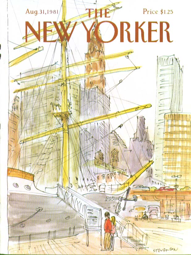 Image for New Yorker cover Stevenson visiting tall ship 8/31 1981