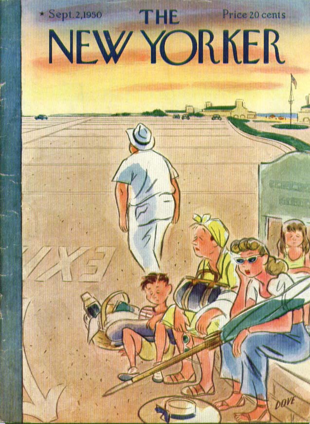 Image for New Yorker cover Dove empty beach parking lot 9/2 1950