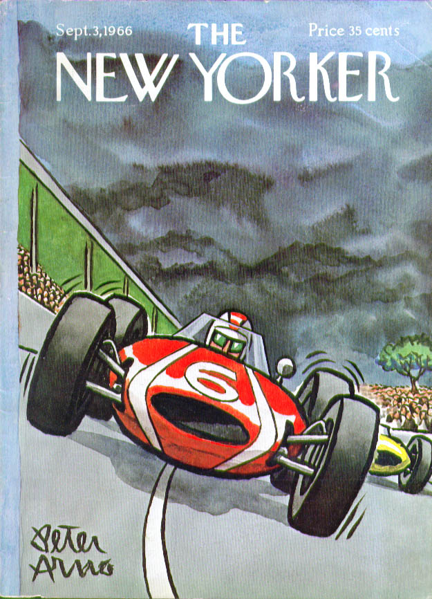 Image for New Yorker cover Arno racecar storm clouds 9/3 1966