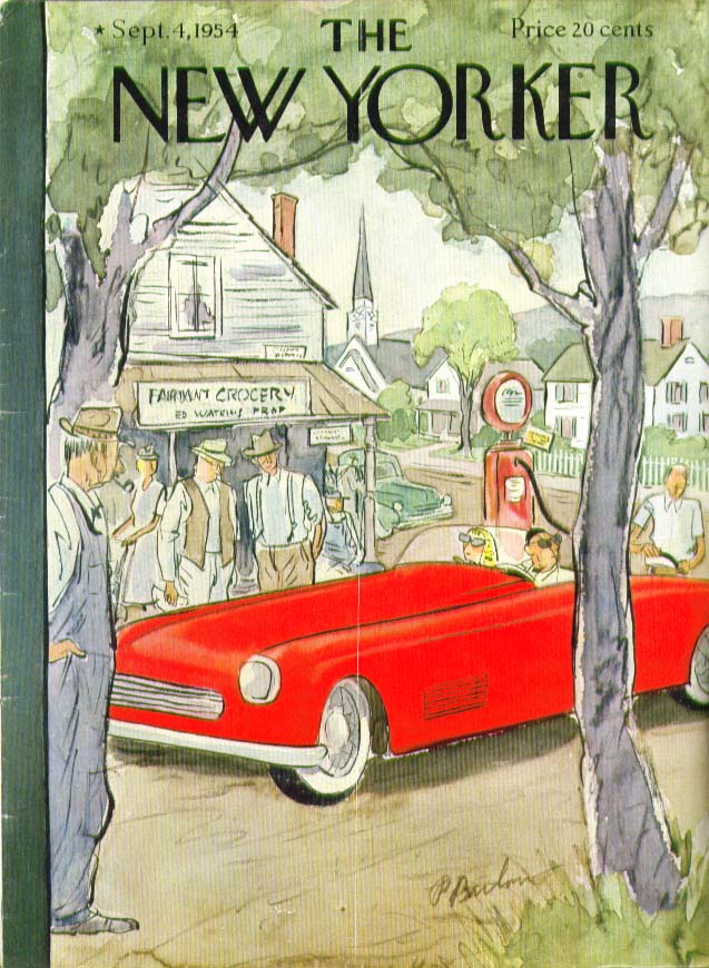 Image for New Yorker cover Barlow red sports car 9/4 1954