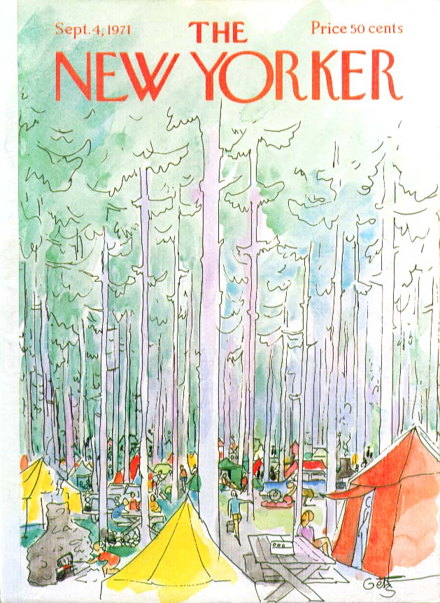 Image for New Yorker cover Getz tenting in the woods 9/4 1971