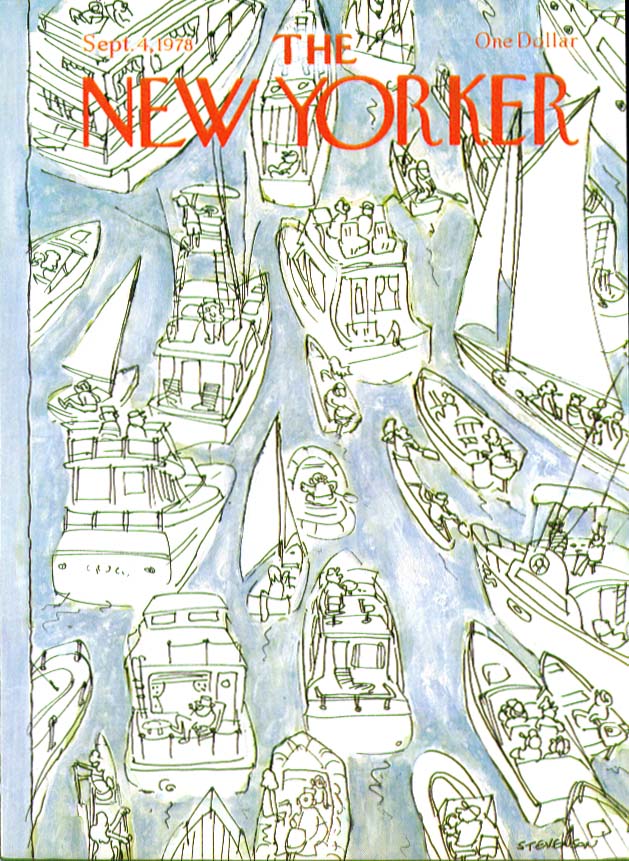 Image for New Yorker cover Stevenson power & sailboat 9/4 1978
