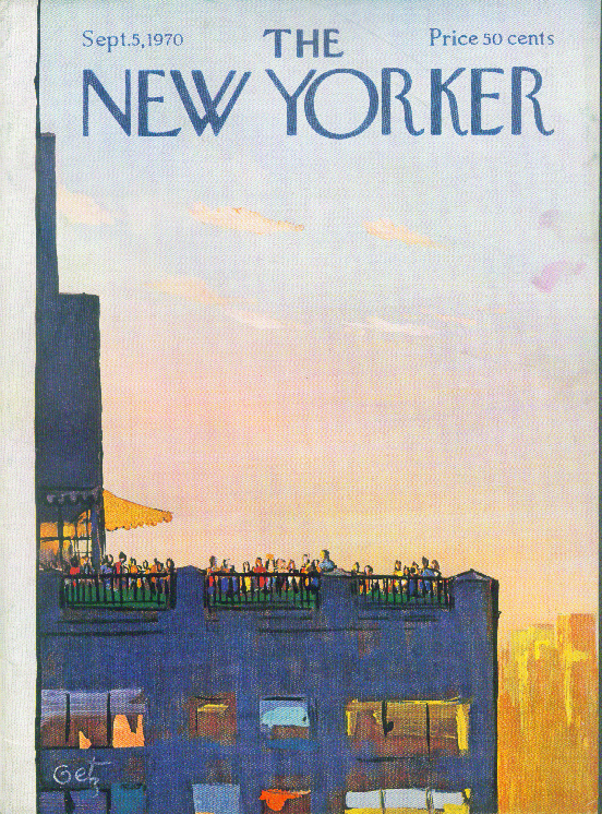 Image for New Yorker cover Getz rooftop party at sunset 9/5 1970