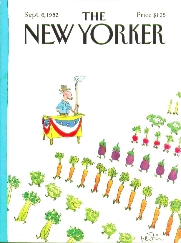 Image for New Yorker cover Levin vegetables marching 9/6 1982