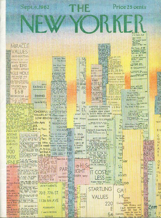 Image for New Yorker cover Martin apartment ads 9/8 1962