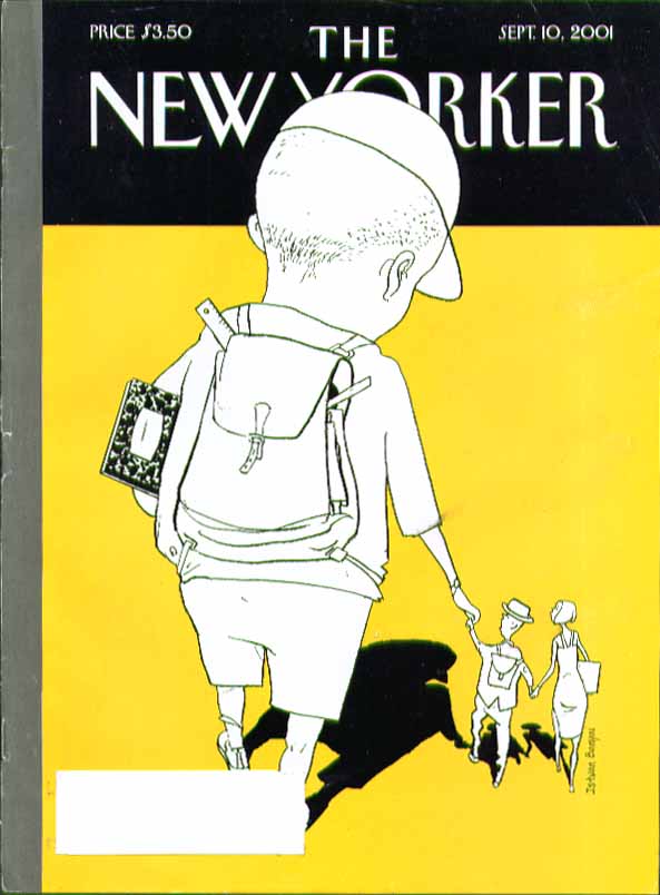 Image for New Yorker cover Istvan Banyai huge child takes tiny parents by hand 9/10 2001