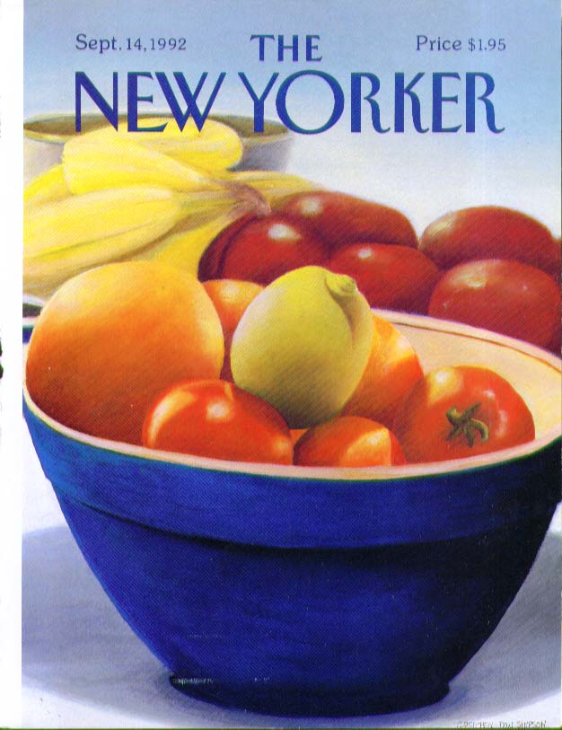 Image for New Yorker cover Simpson fruitbowl 9/14 1992