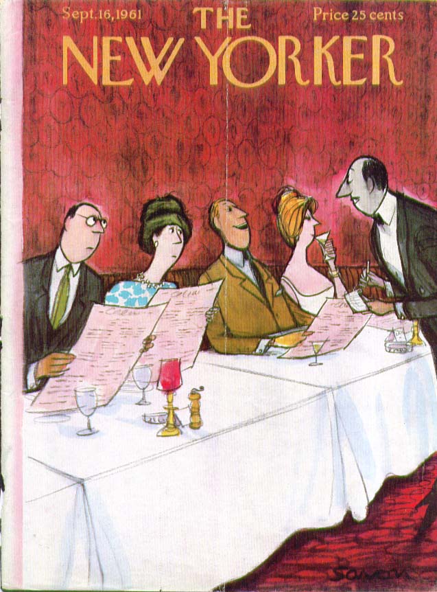 Image for New Yorker cover Saxon dinner eavesdropping 9/16 1961