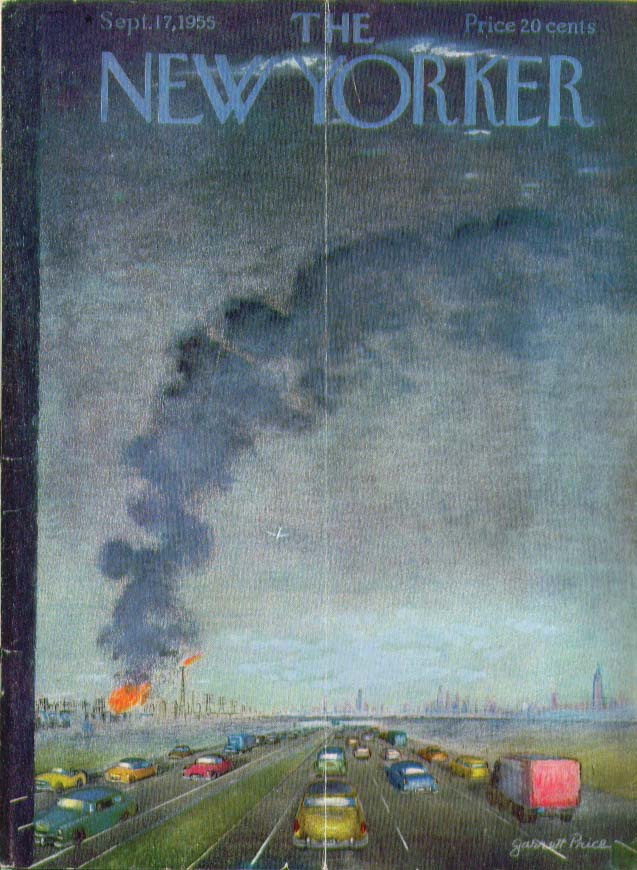 Image for New Yorker cover Price fire seen from freeway 9/17 1955