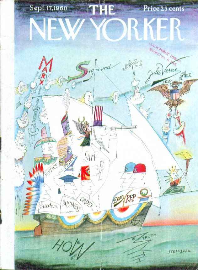 Image for New Yorker cover Steinberg ideas voyaging 9/17 1960