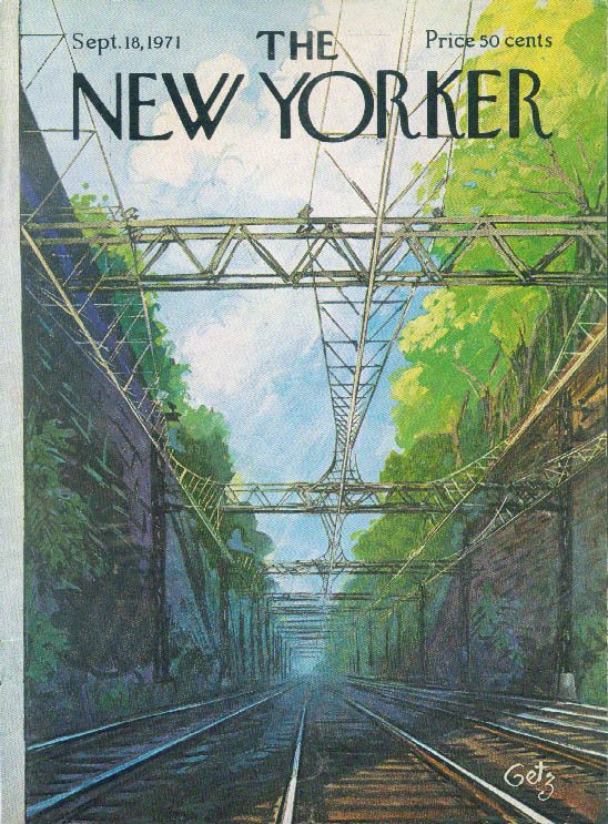 Image for New Yorker cover Getz train tracks powerlines 9/18 1971