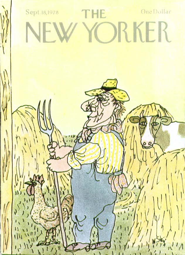 Image for New Yorker cover Steig farmer cow chicken hay 9/18 1978