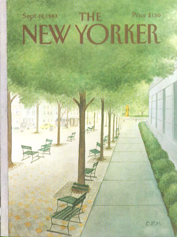Image for New Yorker cover Martin empty park benches 9/19 1983