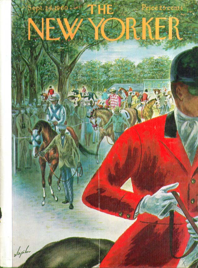 Image for New Yorker cover Alajalov racehorses paddock 9/24 1960