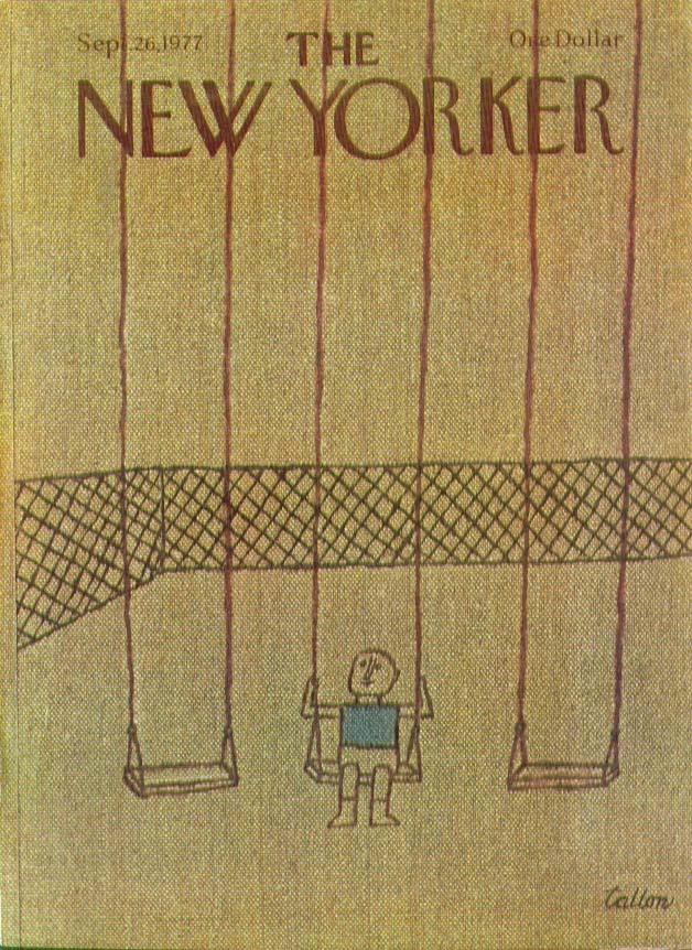 Image for New Yorker cover Tallon boy on swing 9/26 1977