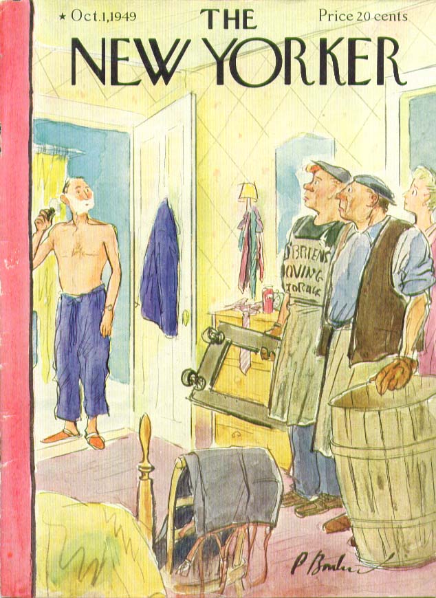 Image for New Yorker cover Barlow movers arrive shaving 10/1 1949