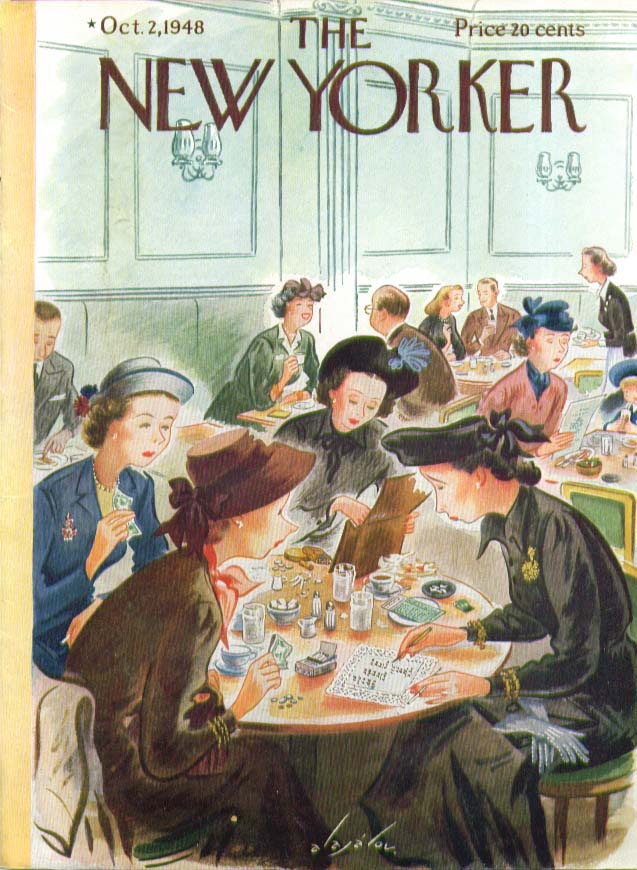 Image for New Yorker cover Alajalov women restaurant 10/2 1948