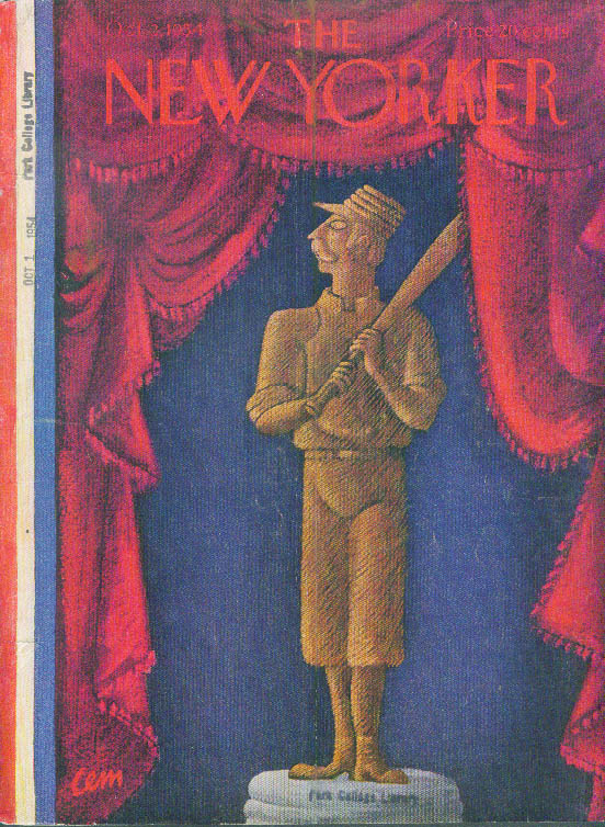 Image for New Yorker cover Martin baseball statue 10/2 1954