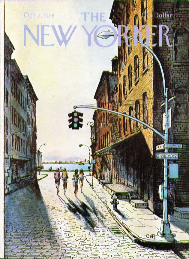 Image for New Yorker cover Getz bicyclists near river 10/2 1978