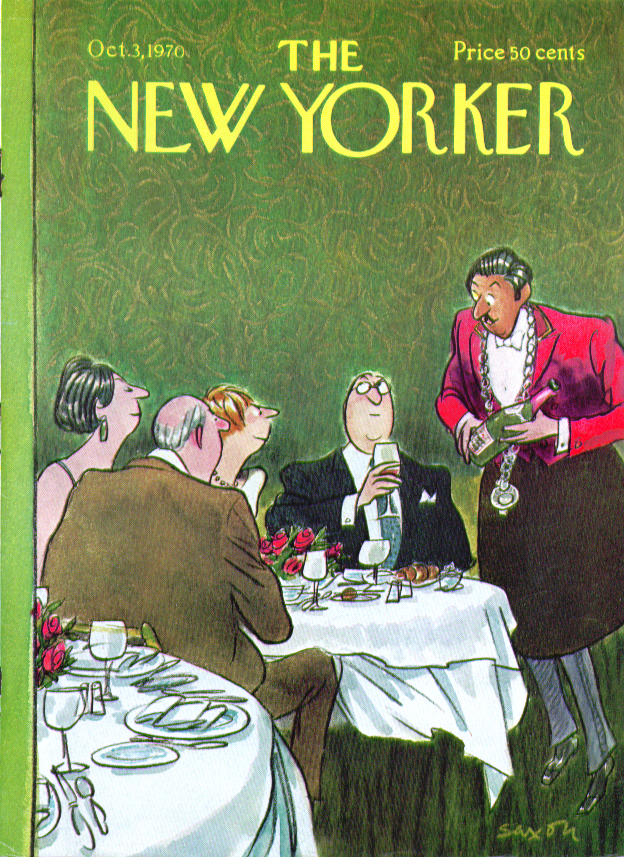 Image for New Yorker cover Saxon tasting the wine 10/3 1970