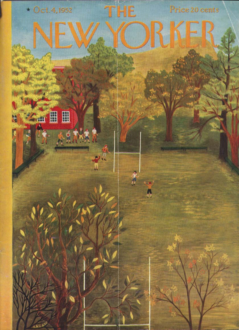 Image for New Yorker cover Karasz school football 10/4 1952