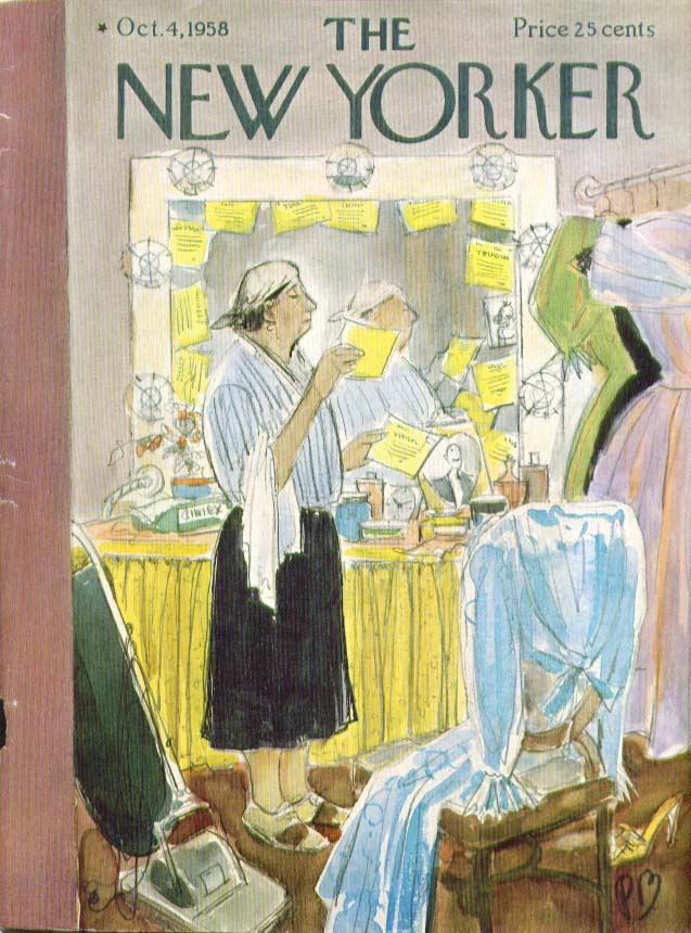 Image for New Yorker cover Barlow cleaning lady reads 10/4 1958