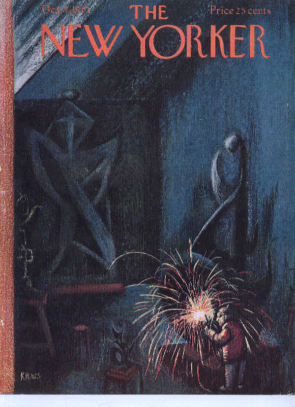 Image for New Yorker cover Kraus sculptor welding 10/7 1961