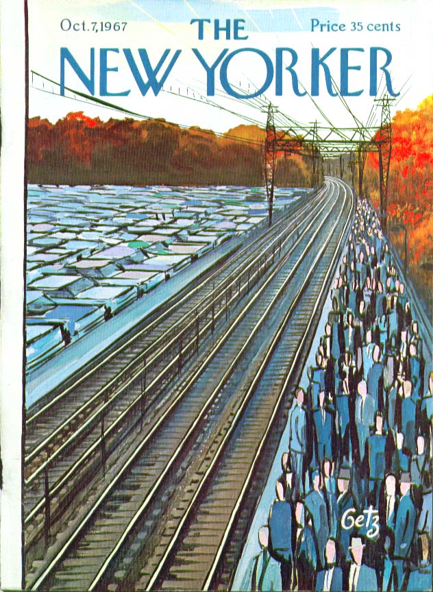 Image for New Yorker cover Getz commuters await train 10/7 1967