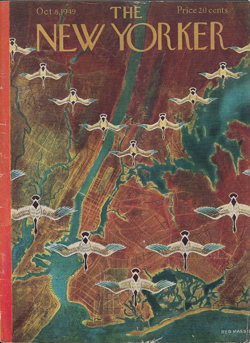 Image for New Yorker cover Massie geese over City 10/8 1949